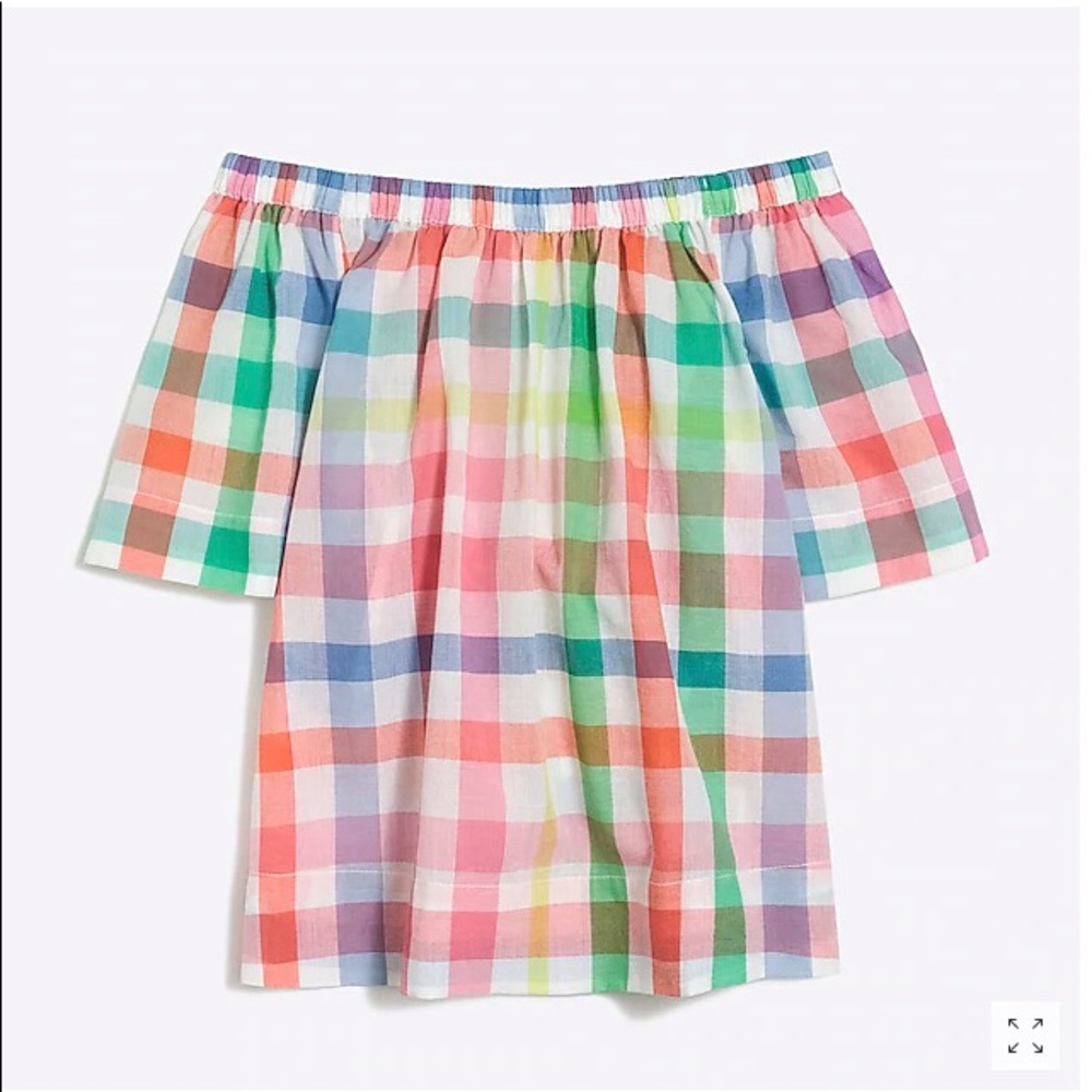 J. Crew off shoulder rainbow top for girls NEW